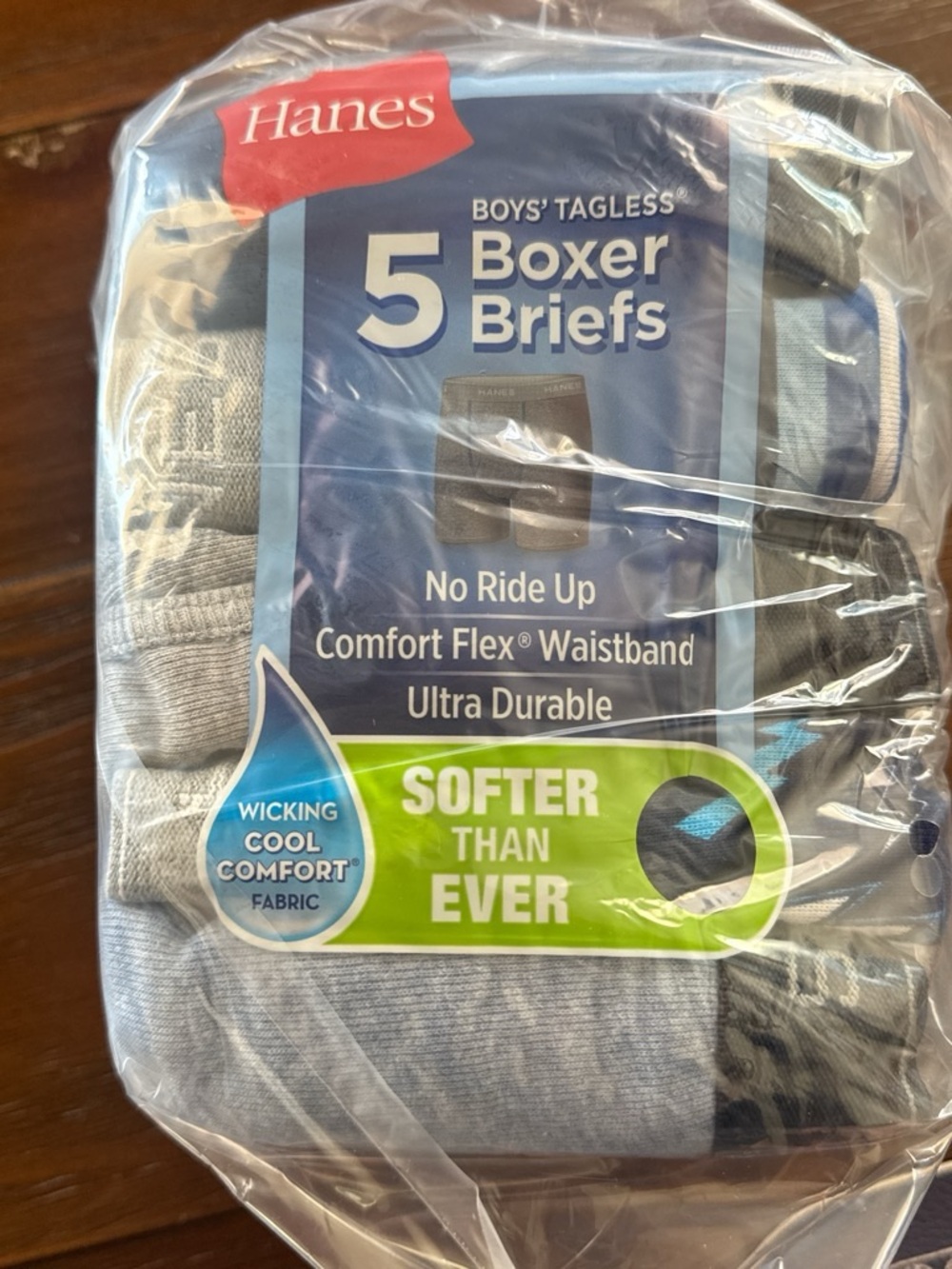 10 pair NEW Hanes Boys' Tagless 5-Pack Boxer Briefs – Gray
